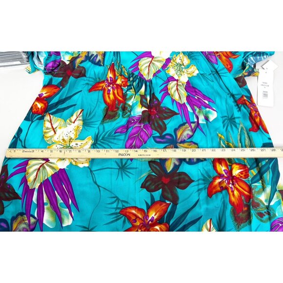 VTG Colors 1X Bold Hawaiiian Dress Large Print Floral 100% Rayon Mumu 44"L NWT - Picture 4 of 12